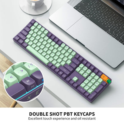 ROYALAXE R108 Wireless Mechanical Keyboard - Gateron G Pro 3.0 Yellow Switch, 109 Keys, RGB Light, Starry Cyan