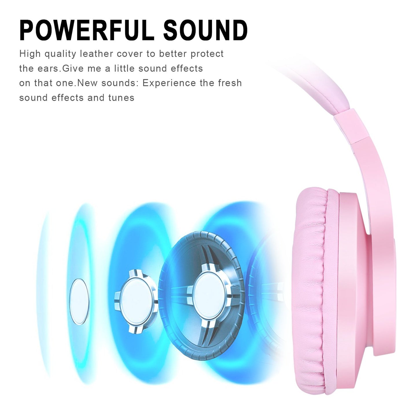 BlueFire Kids Over-Ear Headphones with Microphone, Volume Control, 3.5mm Stereo, Pink, Model CW63BF for Online School, Gaming