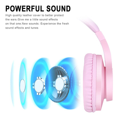 BlueFire Kids Over-Ear Headphones with Microphone, Volume Control, 3.5mm Stereo, Pink, Model CW63BF for Online School, Gaming