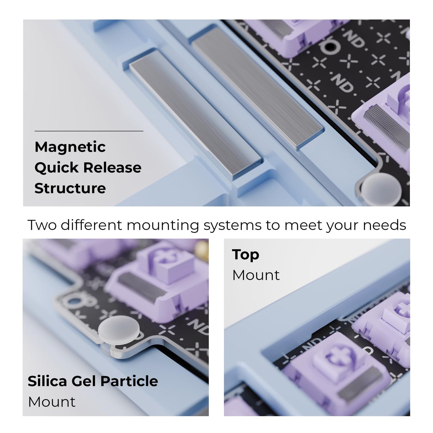 OOCTPK Mechanical Keyboard - Chilkey ND75 LP Wireless, Bluetooth/2.4G/USB-C, RGB, UltraThin, Blue, Wrist Rest, PC/Mac Compatible