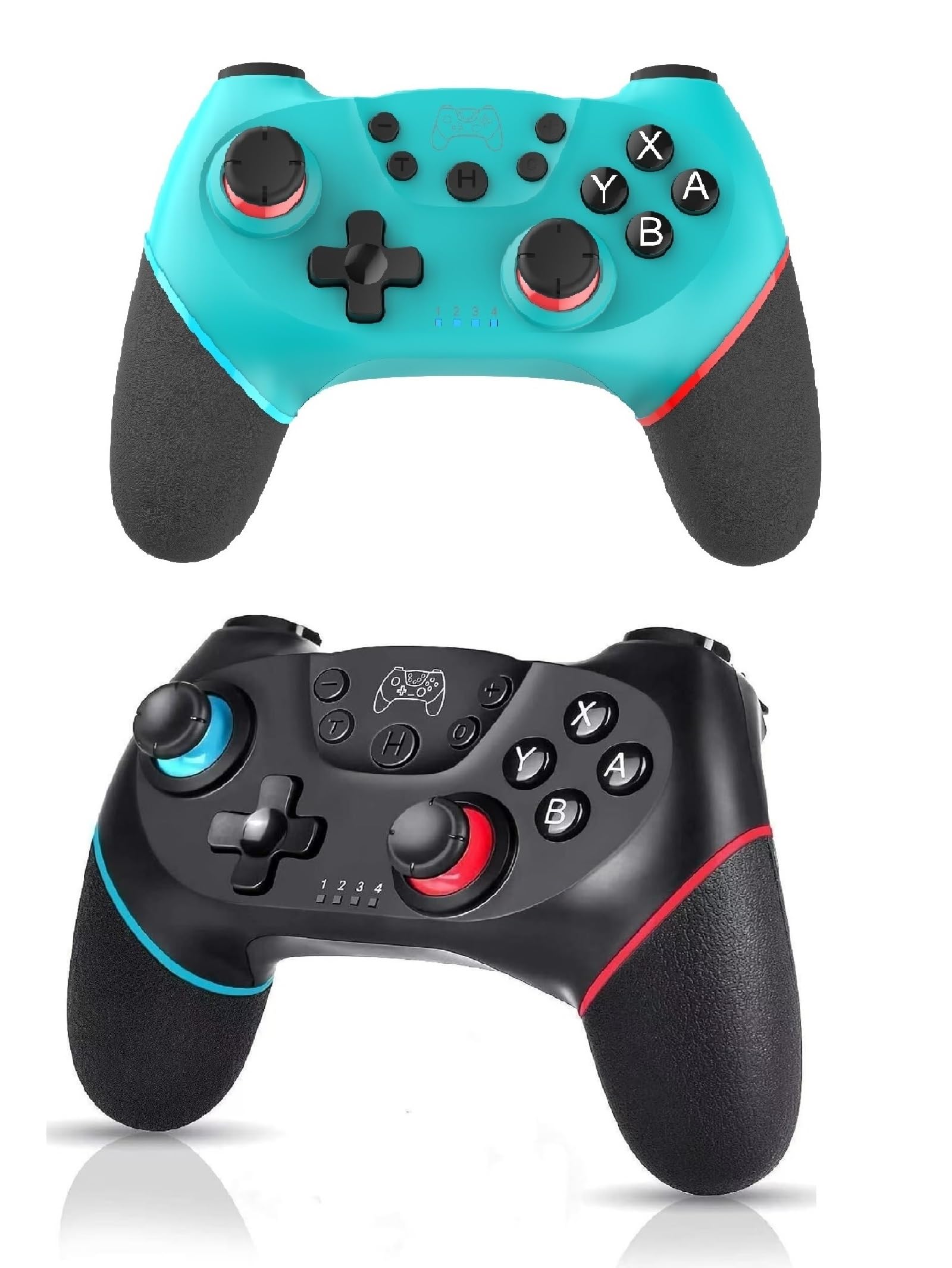 YUDEG Wireless Pro Controllers for Switch/Lite/Switch 2 - 2 Pack, Black & Blue