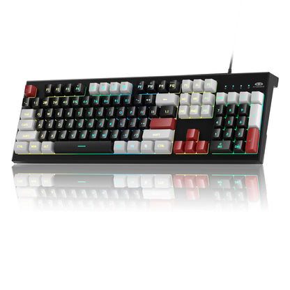 MageGee K2 Wired RGB Backlit Keyboard - 104 Keys Waterproof Ergonomic - Knight Red for PC/Laptop/MAC
