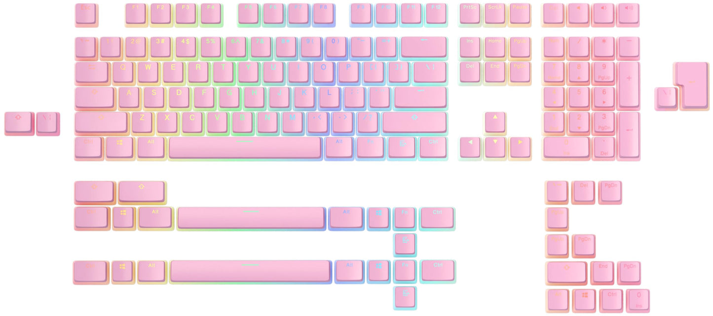 Glorious Aura V2 (Pixel Pink) - PBT Pudding Keycaps for Mechanical Keyboards - ANSI (US)  ISO Compatible - Supports Full Size  TKL  75%  60% Layouts