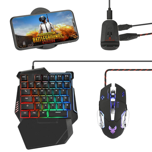 Laelr Half Hand Gaming Keyboard and Mouse Combo, 35 Keys RGB Backlit, USB Wired, Black, with Wrist Rest, 350*185*50mm
