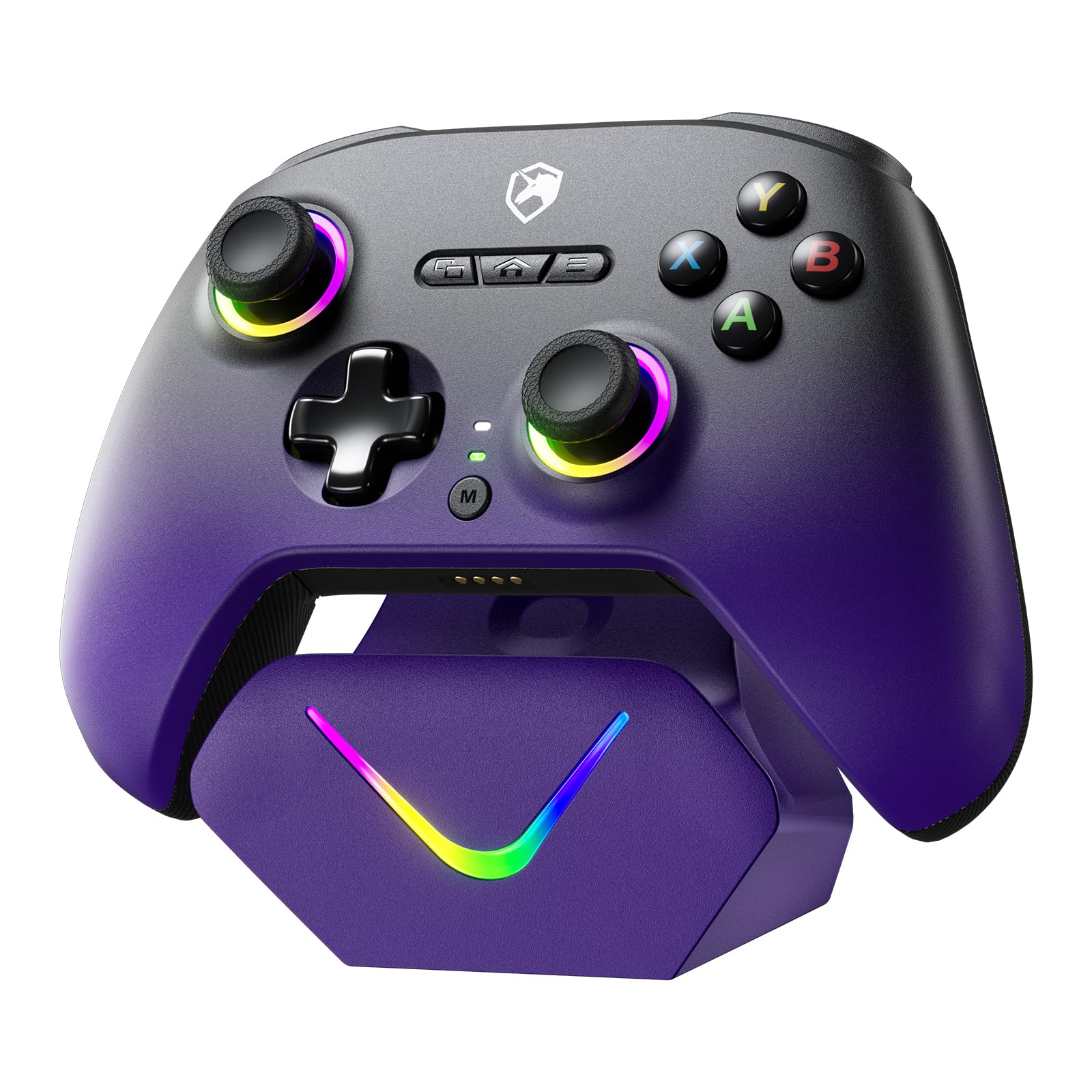 ECHTPower Upgrated PC Gaming Controller TMR Hall Effect Joysticks Anti-Drift & Dual Triggers  1000Hz Polling Rate  Turbo & Vibration  Programmable Buttons for PC/Switch/Switch 2/iOS/Android with Charging Dock