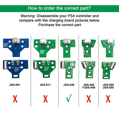 Rinbers JDS-030 Replacement Charging Port Micro USB Adaptor for PS4 DualShock 4 Controller - Pack of 2