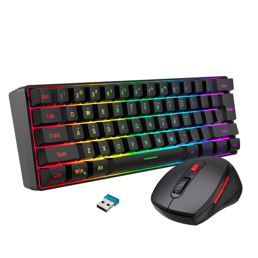 Snpurdiri 60% Wireless Gaming Keyboard and Mouse Combo  Include 2.4G Small Mini 60% Merchanical Feel Keyboard  Ergonomic Design Vertical Feel Wireless Mouse
