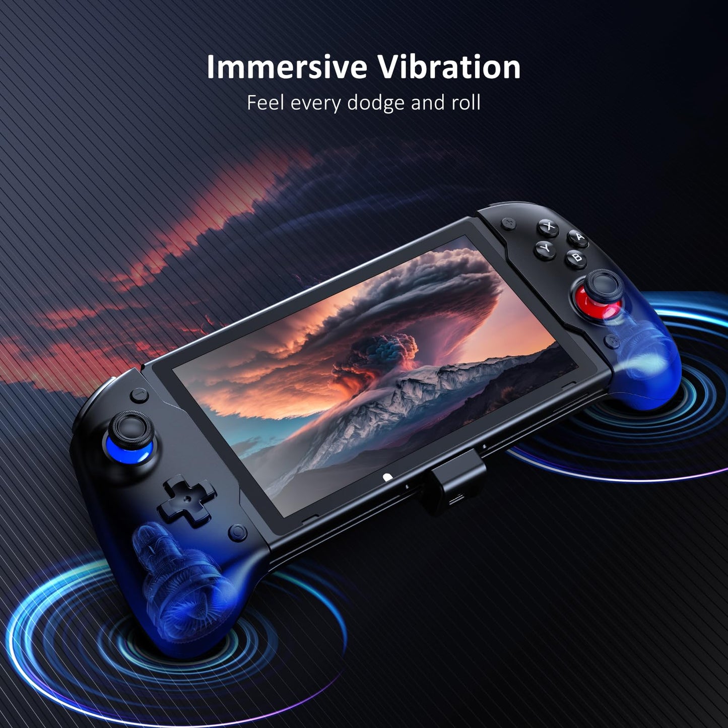 NexiGo Hall Effect Gripcon Joystick for Nintendo Switch - No Drift, 6-Axis Gyro, Ergonomic, Black, Model: 1125 BLK Hall