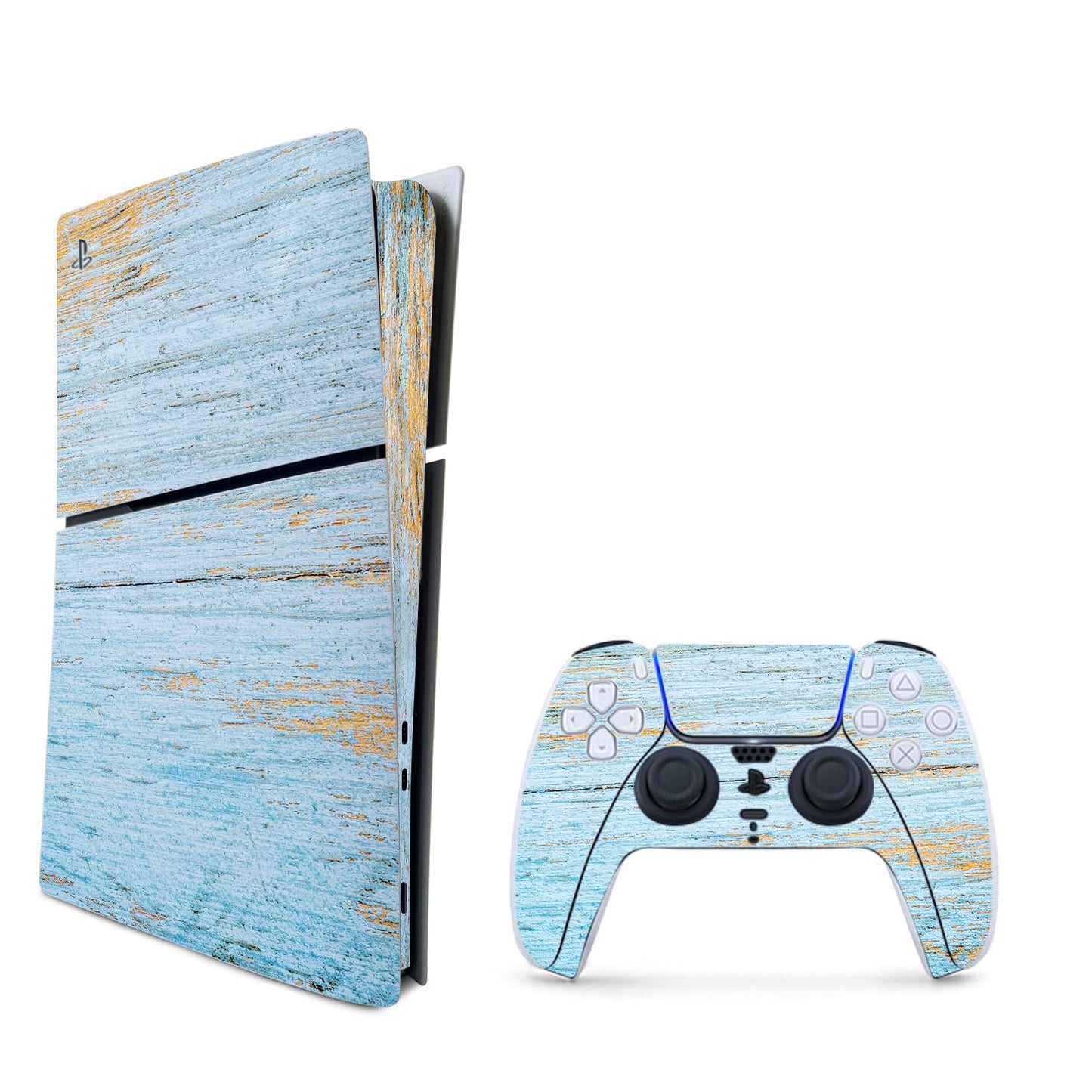 MightySkins Skin Compatible with Playstation 5 Slim Digital Edition Bundle - Distressed Wood | Protective  Durable  and Unique Vinyl Decal wrap Cover | Easy to Apply | Made in The USA