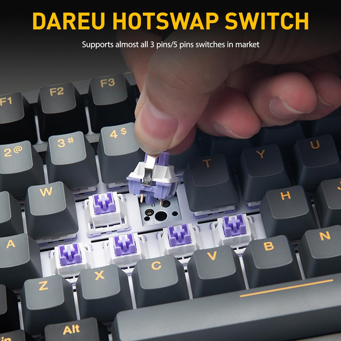 DAREU EK75PRO Wireless 75% Mechanical Gaming Keyboard, RGB, Hot-Swappable, 81 Keys, White & Black, HIFI Dream Switch