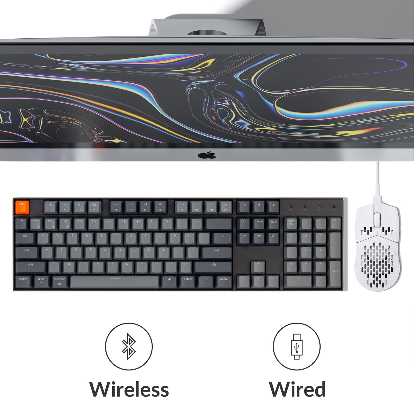Keychron K10 Bluetooth Mechanical Gaming Keyboard - 104 Keys, Gateron Red Switch, White LED Backlight, USB-C for Mac & Windows