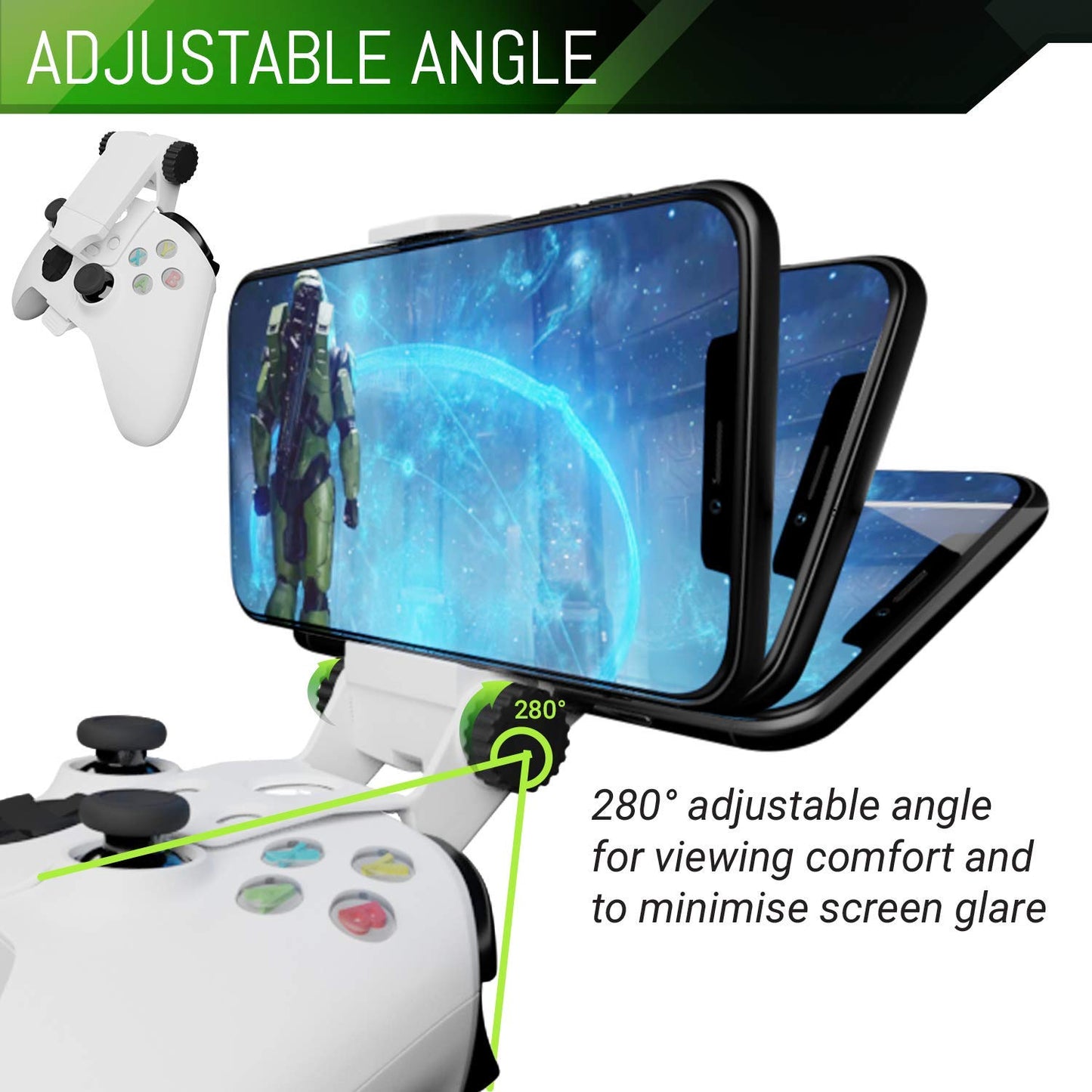 Orzly Xbox Series X Controller Mobile Gaming Clip - Adjustable Phone Holder, Robot White, Model: 2XBOXCLIPWHT, 85mm Size
