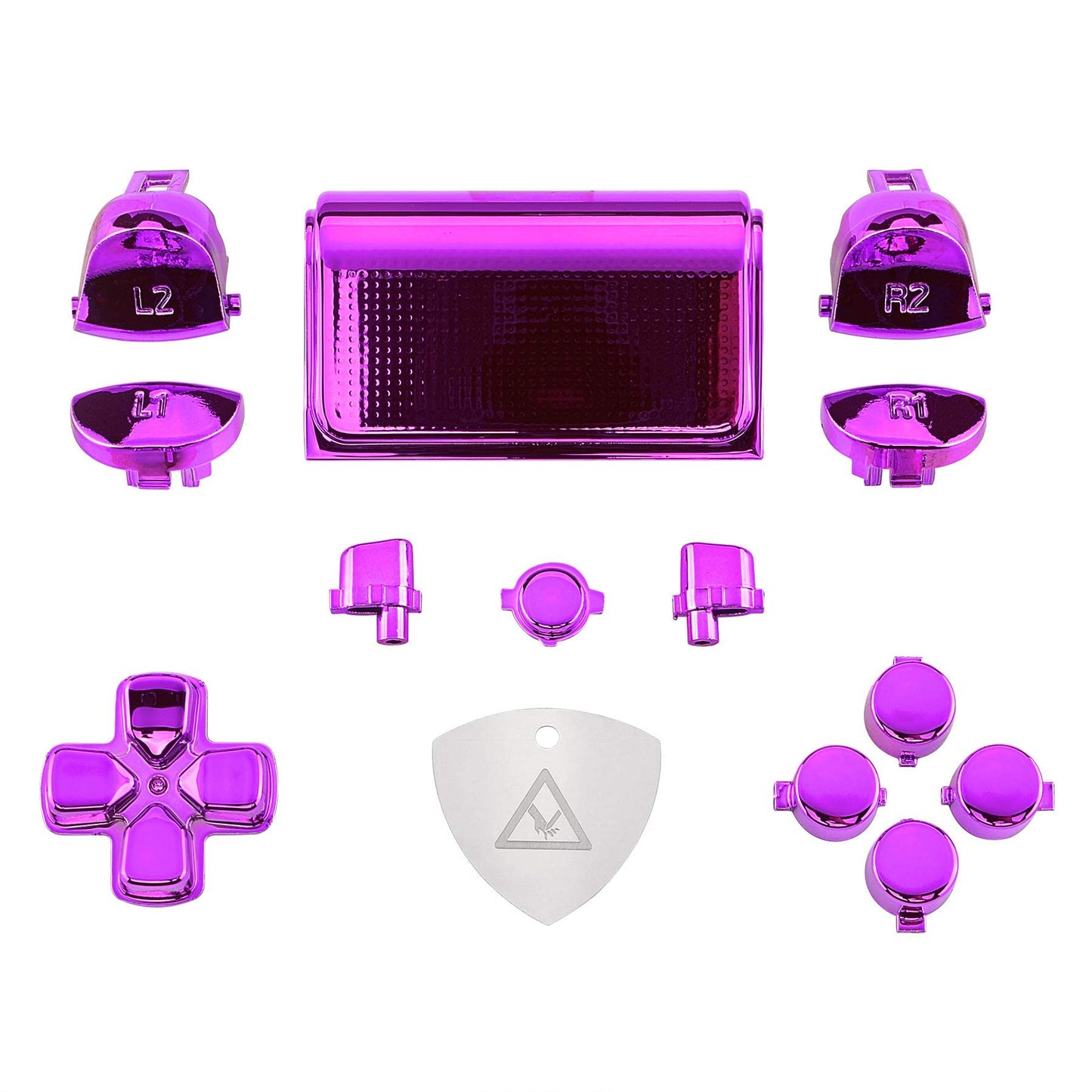 eXtremeRate Custom D-pad R1 L1 R2 L2 Triggers Touchpad Action Home Share Options Buttons for p s 4 Controller  Chrome Purple Full Set Buttons Repair Kits for p s 4 Slim Pro CUH-ZCT2 Controller