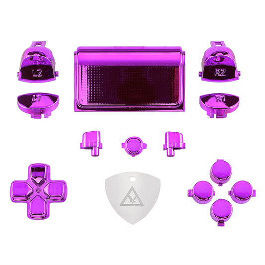 eXtremeRate Custom D-pad R1 L1 R2 L2 Triggers Touchpad Action Home Share Options Buttons for p s 4 Controller  Chrome Purple Full Set Buttons Repair Kits for p s 4 Slim Pro CUH-ZCT2 Controller