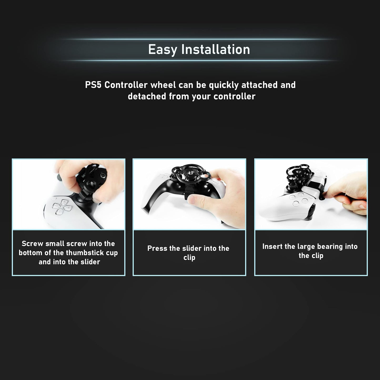 DeadEyeVR PS5 Mini Wheel Steering Accessory - Black, Model 001 for Racing Games