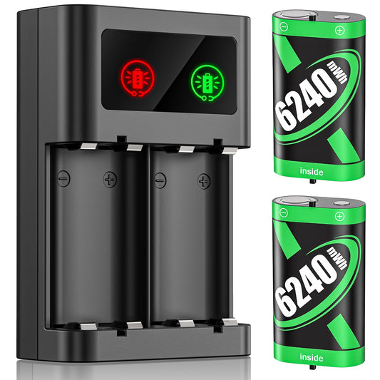 Rechargeable Battery Pack for Xbox Controller  2x6240mWh Rechargeable Batteries Pack for Xbox One/Xbox Series X|S Xbox One S/Xbox One X/Xbox One Elite Controller Accessories Play and Charge Kit