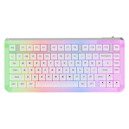 KiiBoom Jade75 75% Resin Molding Mechanical Keyboard  BT5.0/USB-C/2.4GHz Wireless Gaming Keyboard  QMK&VIA Programmable  RGB Backlits  Hot-Swappable  CNC+UV Case for Windows/Mac/Linux (Clear)