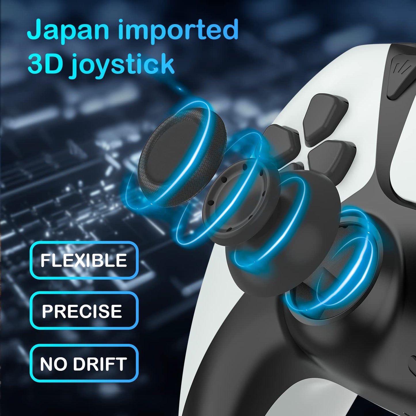 larytech Wireless Game Controller for PS5 - 6-Axis Gyro, Turbo, Dual Vibration, White