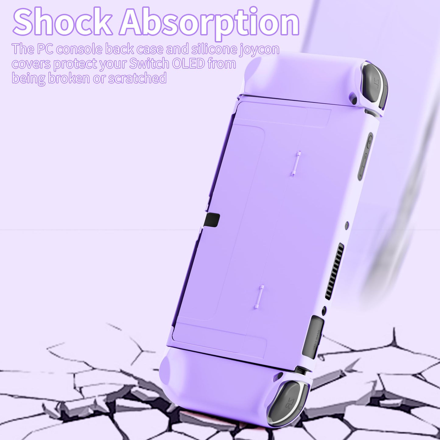 RHOTALL 3 in 1 Purple Protective Case for Nintendo Switch OLED - Dockable, Shock-Absorption, Anti-Scratch Design, Model 01