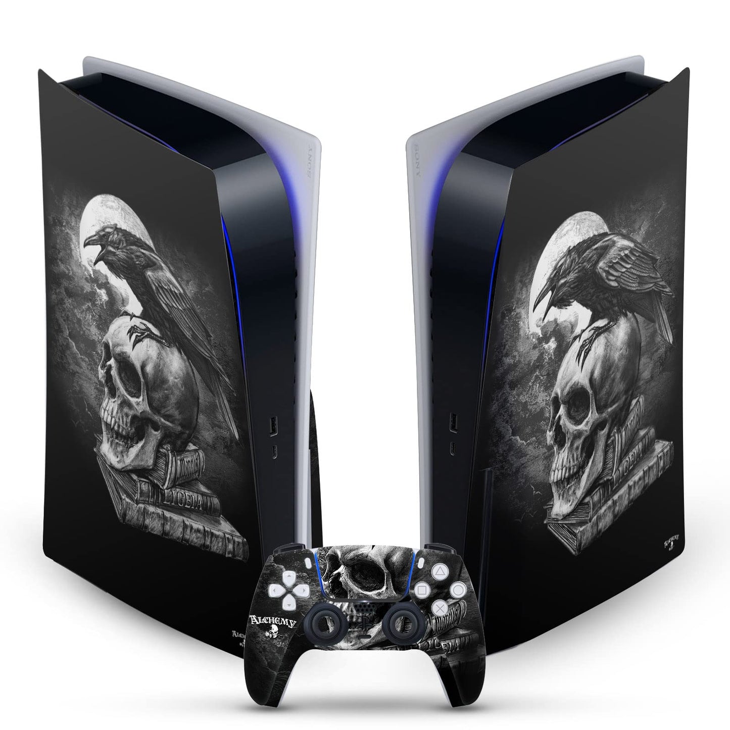 Head Case Designs Officially Licensed Alchemy Gothic Poes Raven Gothic Vinyl Faceplate Sticker Gaming Skin Decal Compatible With Sony PlayStation 5 PS5 Disc Edition Console & DualSense Controller