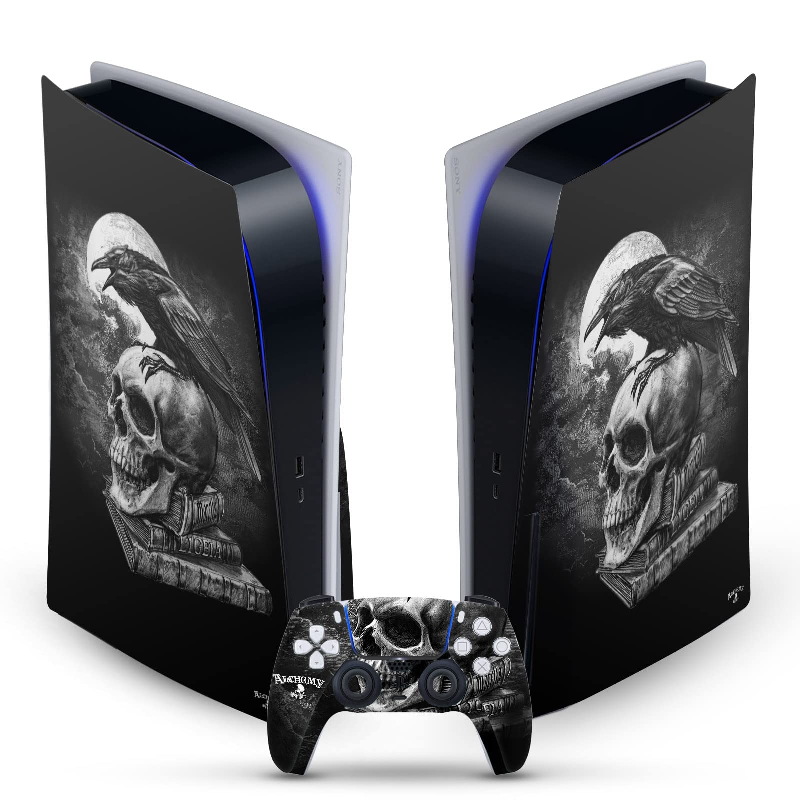 Head Case Designs Officially Licensed Alchemy Gothic Poes Raven Gothic Vinyl Faceplate Sticker Gaming Skin Decal Compatible With Sony PlayStation 5 PS5 Disc Edition Console & DualSense Controller
