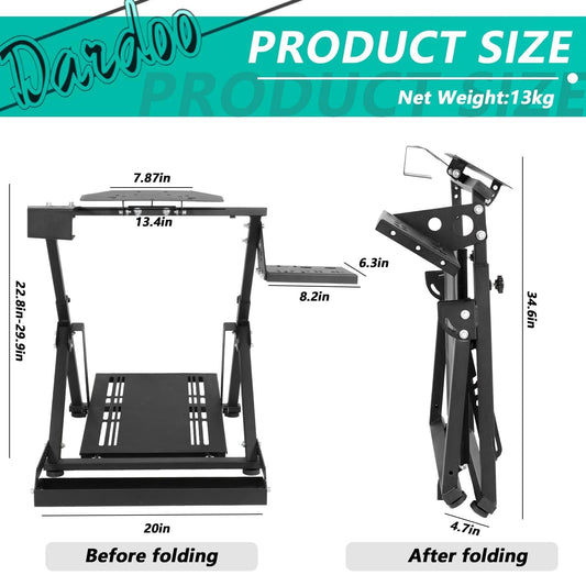 Dardoo G920 X Flight Racing Simulator Cockpit Frame for Logitech/Thrustmaster, Adjustable, Foldable, Black, Model: Flight Game Controller-79