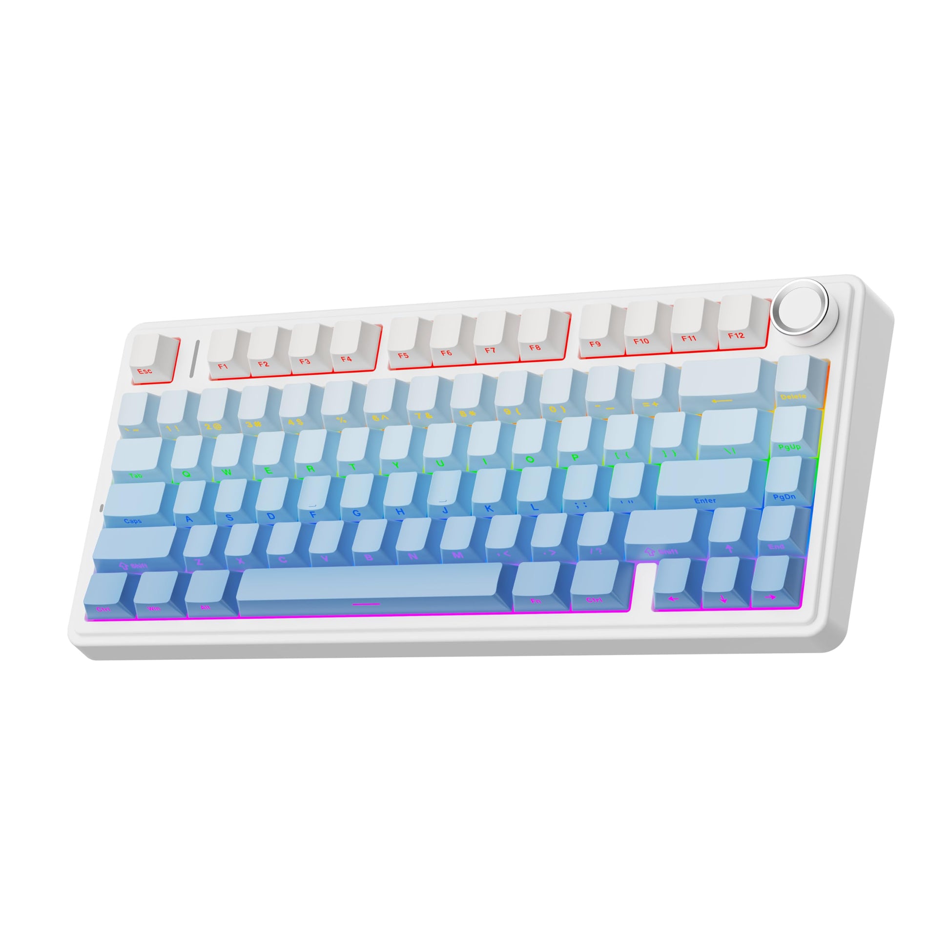 EPOMAKER x Aula F75 Gasket Mechanical Keyboard  75% Wireless Hot Swappable Gaming Keyboard with Five-Layer Padding&Knob  Bluetooth/2.4GHz/USB-C  RGB (Blue Gradient  LEOBOG Reaper Switch)