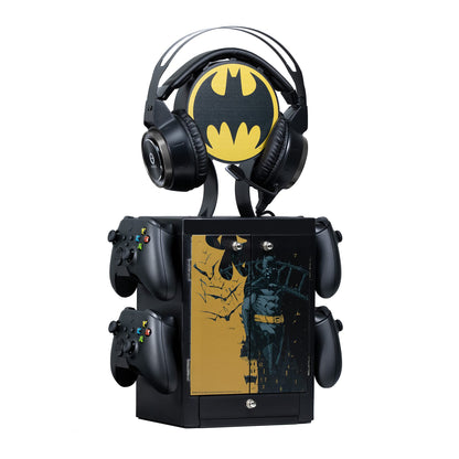 Numskull Batman Gaming Accessory Locker & Storage Stand – Holds 10 Games, 4 Controllers, Compact Black Organizer, Model NS2611