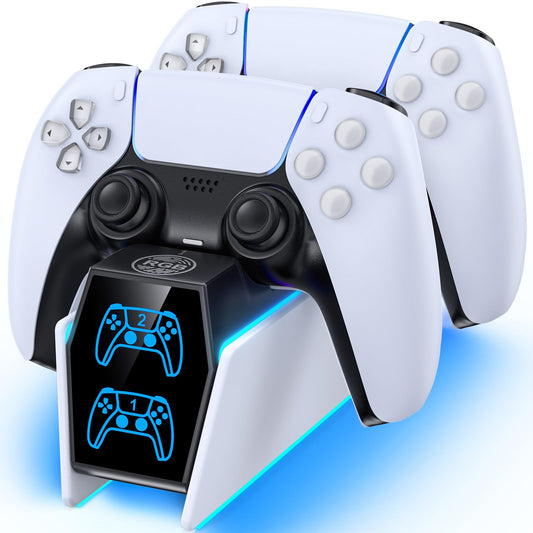 PS 5 Controller Charger Station Compatible with PlayStation 5 Faceplates Edge & Dual Controller  9 Lightings PS 5 Accessories Charging Station  PS 5 Dock Stand with LED Indicator & On-Off Switch