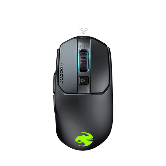 ROCCAT Kain 200 Wireless PC Gaming Mouse  AIMO RGB Backlit Lighting  Owl-Eye Optical Sensor  Ergonomic Mouse Feel  5 Side Buttons  Adjustable Up to 16 000 DPI  Up to 50 Hour Battery Life  Black