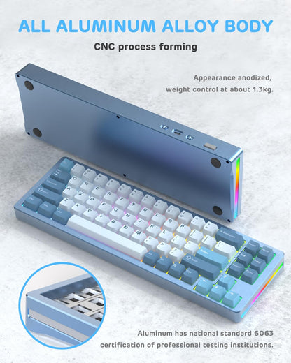 ATTACK SHARK M71 Wireless Mechanical Keyboard, 75% TKL, RGB LED, BT5.0, Hot-swap, Linear White Switch, 13.78in, Gasket Mount