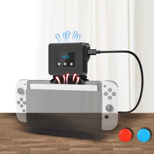 Cooling Fan for Nintendo Switch 1/2  Cooler Replacement Kit for Nintendo Switch Docking Station Dock Set  Adjustable Fan Speed  LED Temperature & Speed Display  3 Buttons Control  Micro USB Cable Powered