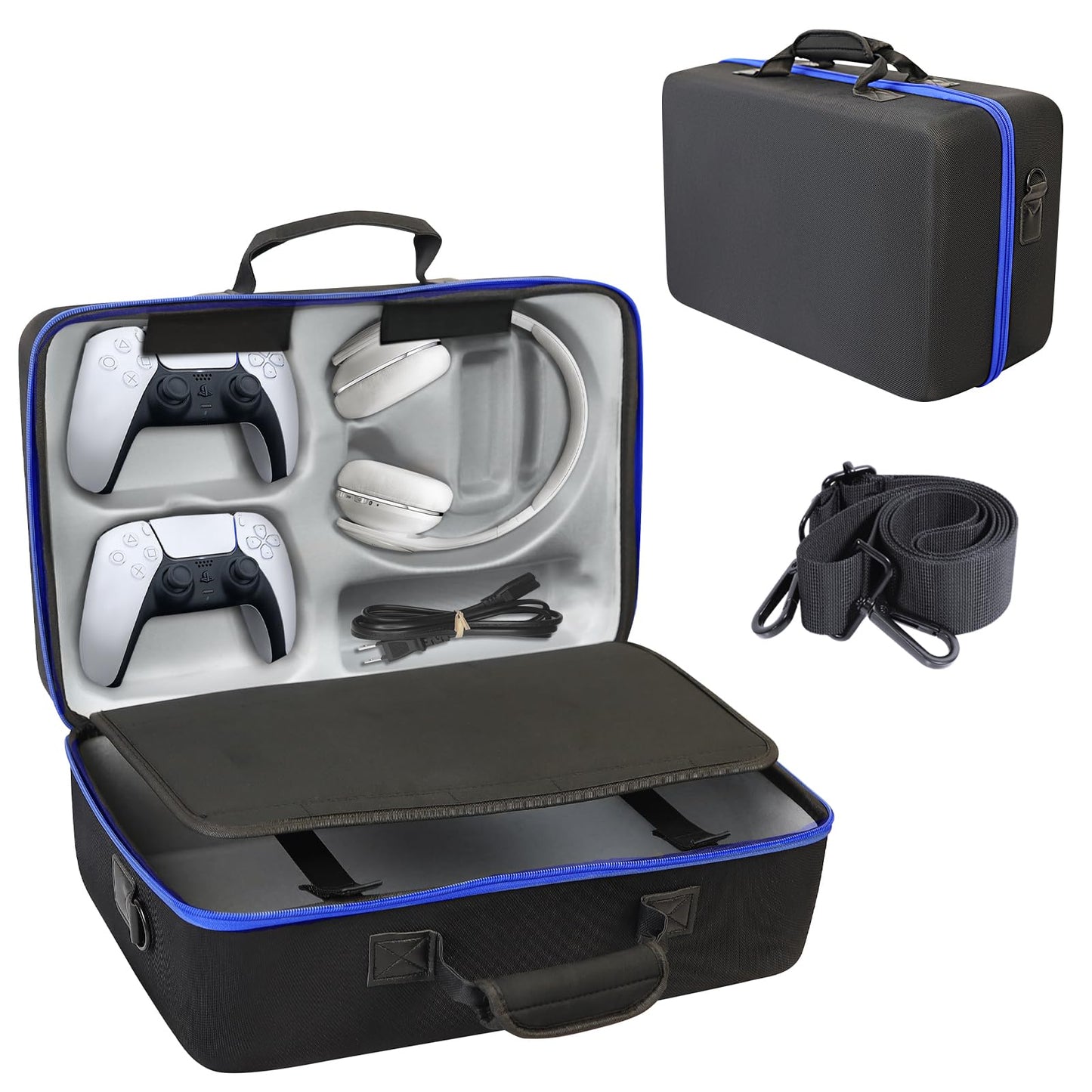 ZORETCO PS5 Carrying Case - Hard-Shell Travel Bag for Console, Controllers & Accessories - Black Grey