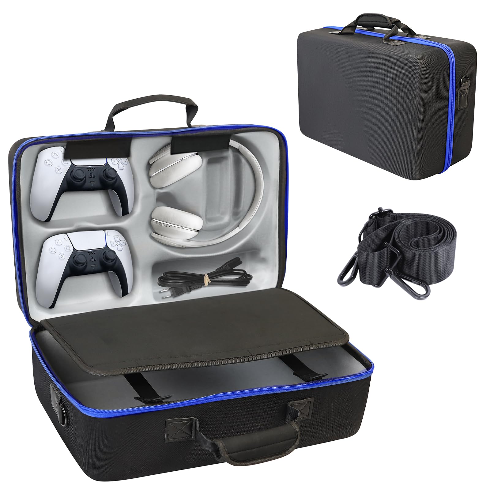 ZORETCO PS5 Carrying Case - Hard-Shell Travel Bag for Console, Controllers & Accessories - Black Grey