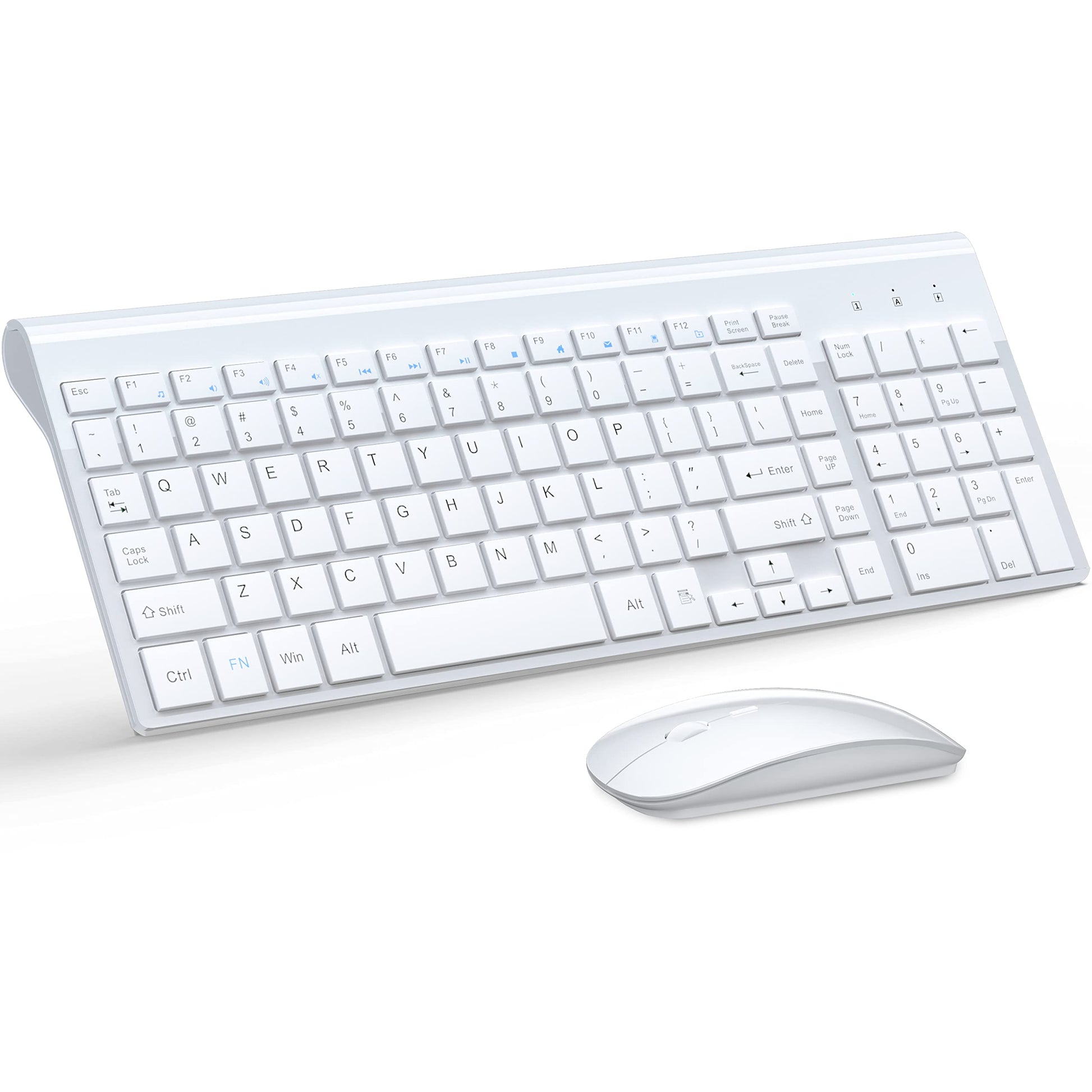 TopMate Wireless Keyboard and Mouse Combo, Ultra Slim, 2.4G Silent, 2400DPI, White, Model KM9000, Batteries Included for PC/Laptop/Mac
