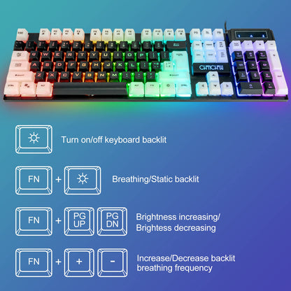 CHONCHOW RGB Gaming Keyboard and Mouse Combo, Full Size 17"x5.1"x1.3", Black, Model 5-951 for PS4/PS5/Xbox/PC