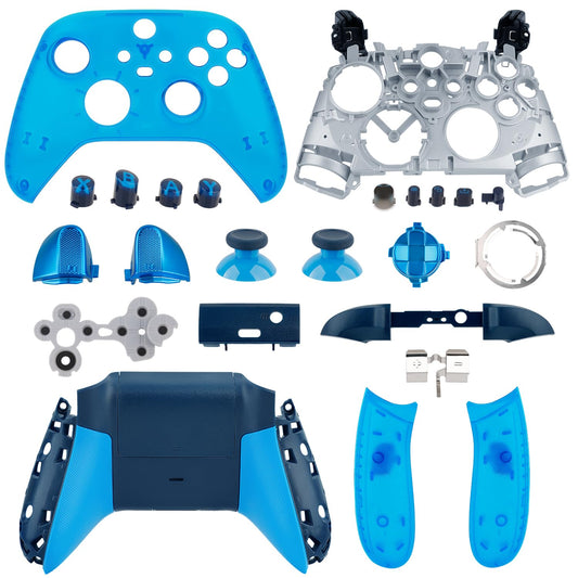 Front and Back Housing Shell for Xbox Series X/S Controller - Replacement Sky Cipher Faceplate Kit with Grips Cover and Full Button Set