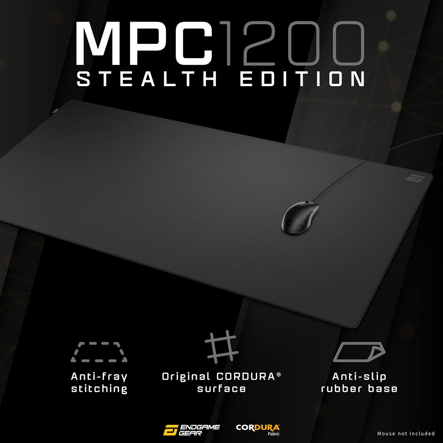 ENDGAME GEAR MPC 1200 Gaming Mouse Pad, 47.2" x 23.6", Nonslip, Black, Stealth Edition