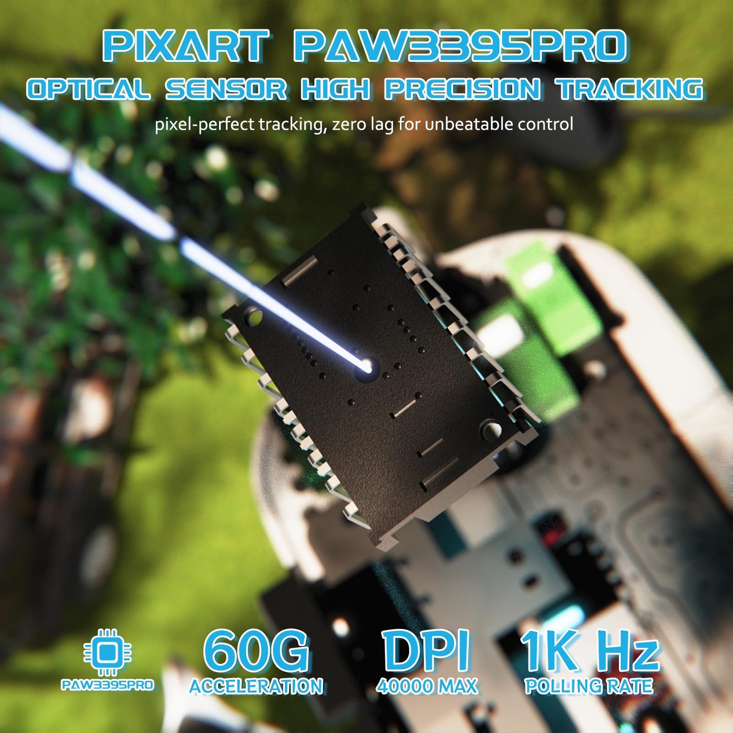 MAMBASNAKE X8 Plus Wireless Gaming Mouse - 55g Lightweight, Ergonomic, 40K DPI, 150h Battery, White With Tape