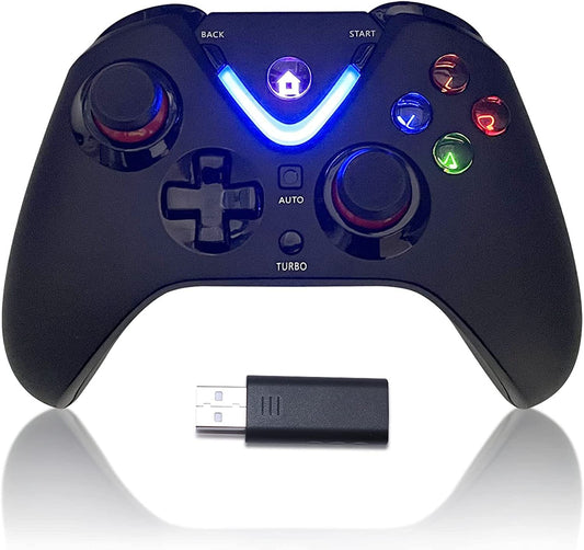 ROTOMOON Wireless Game Controller with LED Lighting Compatible with Xbox One S/X  Xbox Series S/X Gaming Gamepad  Remote Joypad with 2.4G Wireless Adapter  Rechargeable Battery (White)