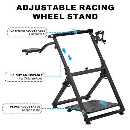 CXRCY Racing Wheel Stand - Adjustable & Foldable with Cup Holder, Compatible with Logitech G920/G29/G27/G25, Black