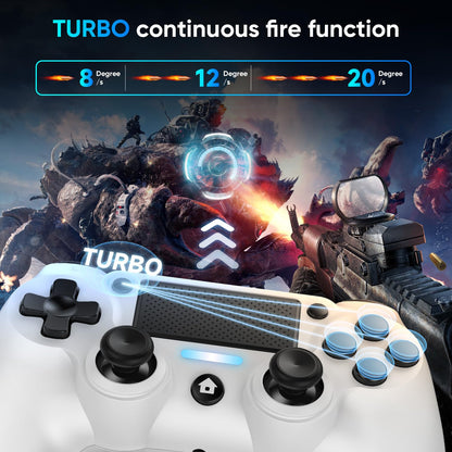 Matbip Wireless Controller for PS4 - Dual Vibration, Turbo, Type-C Port, 2 Pack (Black and White)