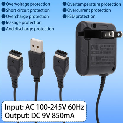 BTFO Gameboy Advance SP Charger Kit - Black Portable Wall Charger & Data Cable for DS/GBA SP Systems, Model G29112