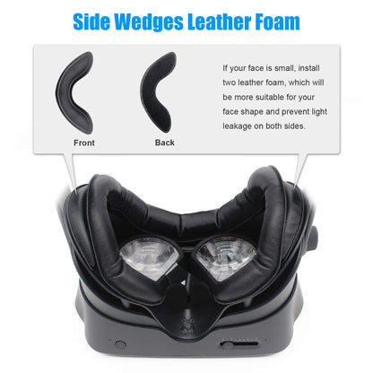 AMVR Facial Interface Bracket Set for Valve Index - PU Leather Foam Cover, Anti-Leakage Nose Pad, Black