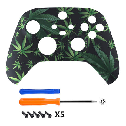 eXtremeRate Green Weeds Soft Touch Front Housing Shell for Xbox Series X/S - ABS Material, Nature-Theme, Model FX3T111