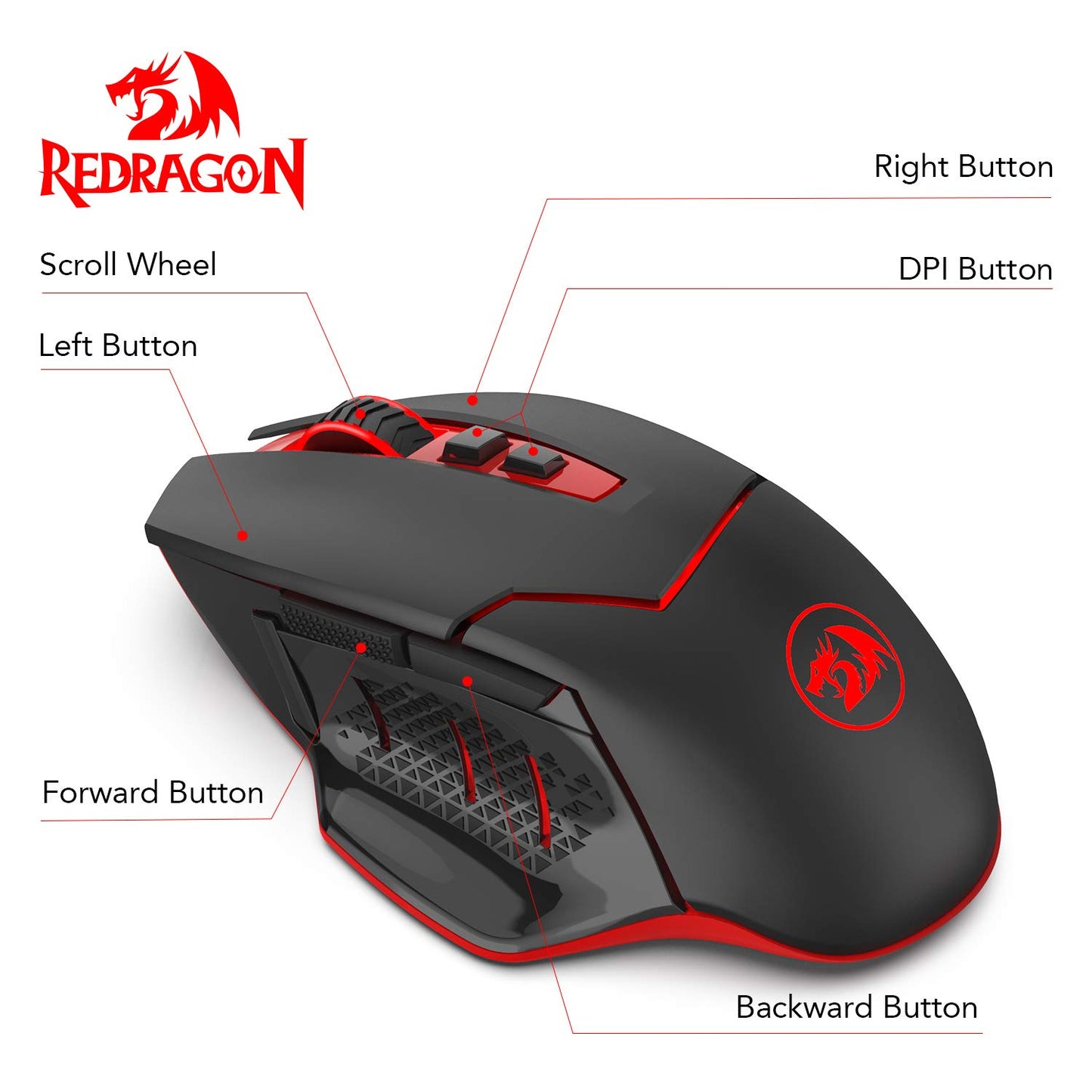 Redragon M690-1 Wireless Gaming Mouse, 2400 DPI, Ergonomic Design, 8 Buttons, Black