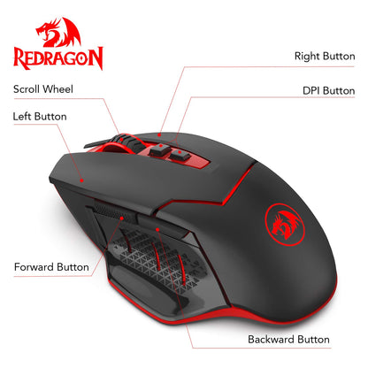 Redragon M690-1 Wireless Gaming Mouse, 2400 DPI, Ergonomic Design, 8 Buttons, Black