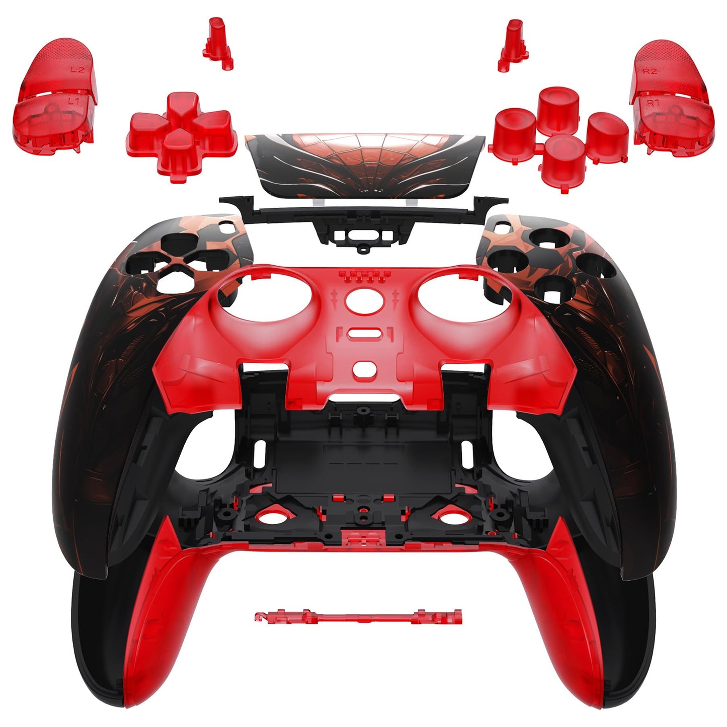eXtremeRate Full Set Shell with Buttons Touchpad Cover Compatible with p s 5 Edge Controller  Spider Armor Replacement Decorative Trim Shell Front Back Plates Compatible with p s 5 Edge Controller