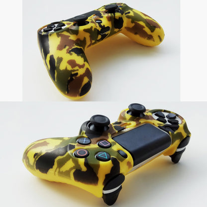 Hikfly Silicone Gel Controller Cover for PS4/PS4 Slim/Pro - Yellow, Includes 2 Covers & 8 FPS Pro Thumb Grip Caps