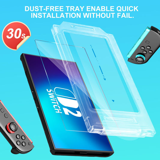 Hiway Tempered Glass Screen Protector for Nintendo Switch 2 - Auto-Alignment, Bubble Free, 9H Hardness, HD Clear, Transparent